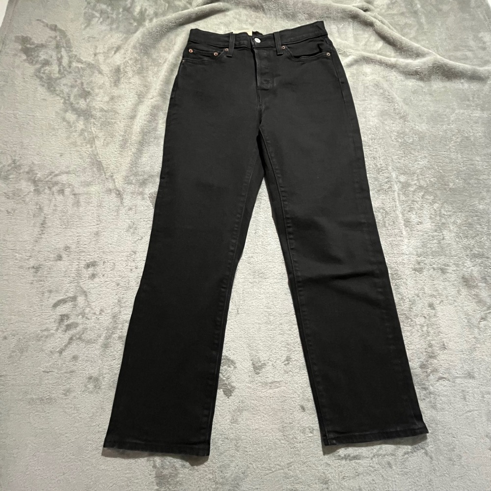 Levi's Wedgie Straight Jeans Women 28x28 Black High Rise Denim 34964-0244